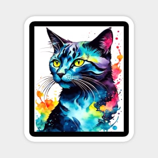 Abstract Watercolor Cat, Cute Design With Animals Magnet