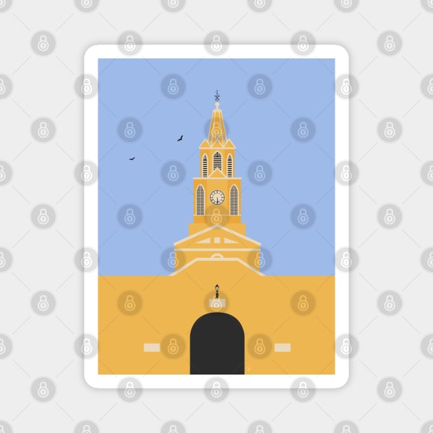 Clock Tower, Cartagena, Colombia Magnet by lymancreativeco