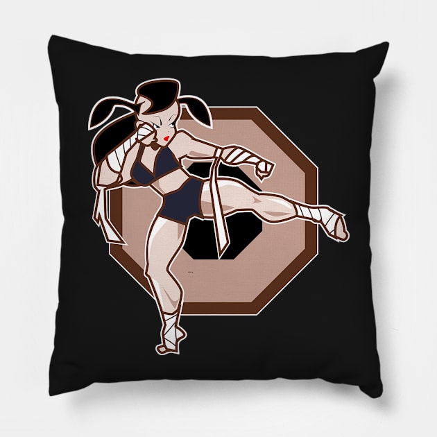 Muay Thai Female fighter Pillow by Spikeani