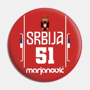 Boban Marjanovic Retro Serbia Euro Basketball Fan Art Pin