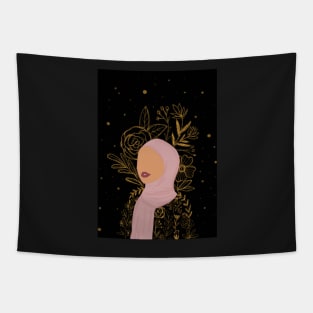 Floral galaxy hijabi muslima 4 Tapestry