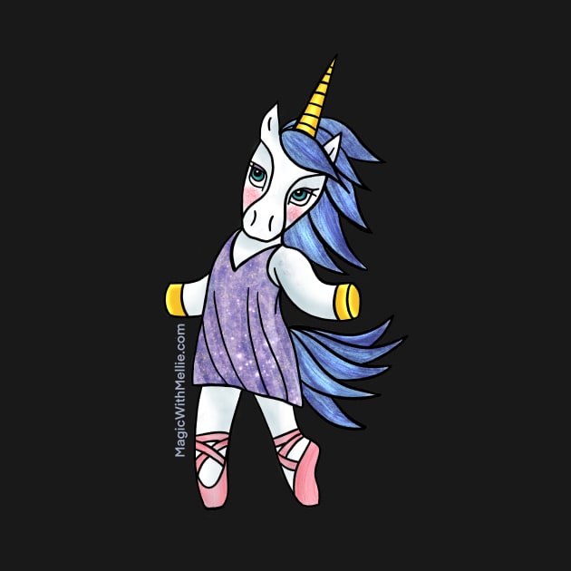 Blue + Purple Dancer Unicorn - Original Illustration by mellierosetest