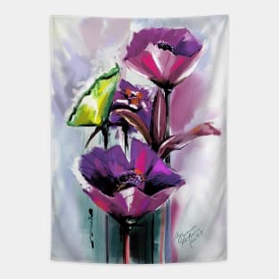 Blooming Purple Flowers Tapestry