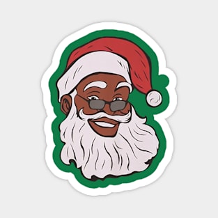 Black African American Santa Xmas Magnet