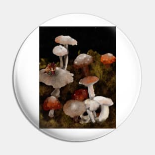 Mushroom forest floor watercolor Pin