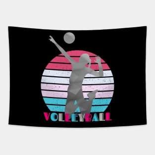 Volleyball Spiker Vintage Sunset Background Tapestry