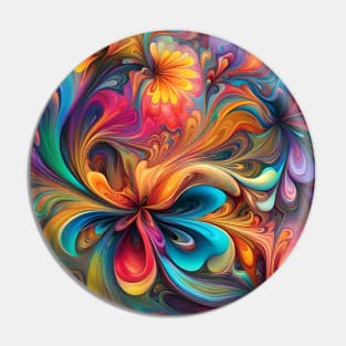 Rainbow Waves and Swirls Abstract Art Pin