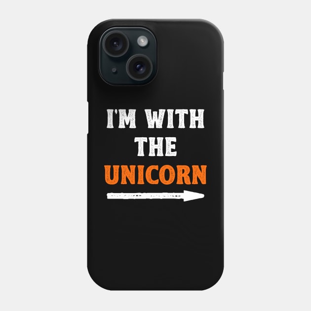 Funny Halloween I'm With The Unicorn Costume Couple Phone Case by DLEVO