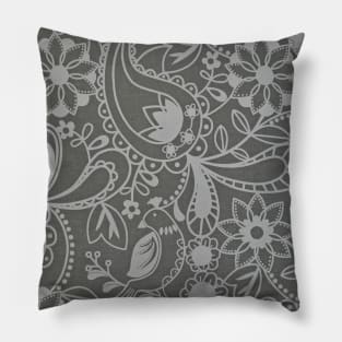 Gray Paisley Pattern Pillow