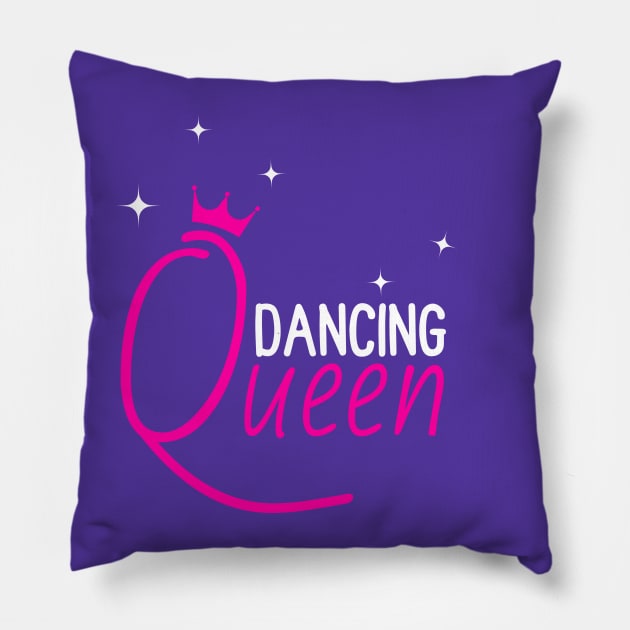 Dancing Queen Pink with Crown Pillow by KimLeex