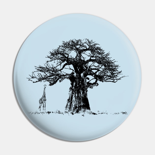 Baobab Tree and Giraffe | African Wildlife Pin by scotch