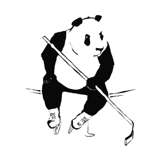 Panda playing hockey by Prizgena