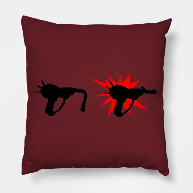 Zombie Pack-a-Punched Ray Gun on Maroon Pillow by LANStudios