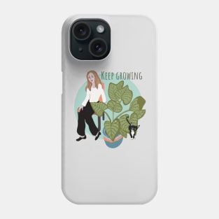 Keep Growing Plant Lady with Cat Phone Case