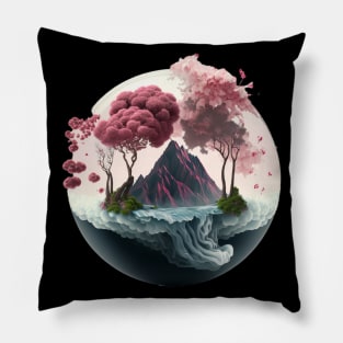 Isometric Globe and Tree: A Symbolic Fusion Pillow