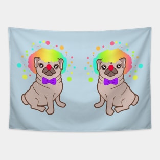 Pug dog in a clown costume pattern Tapestry