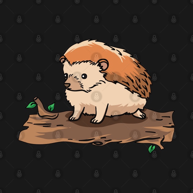 A cute hedgehog on a wood piece by theanimaldude