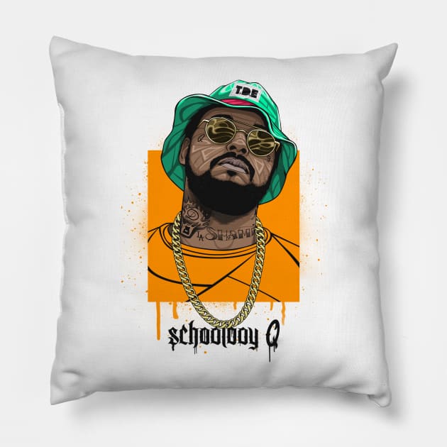 Schoolboy Q Pillow by BokkaBoom