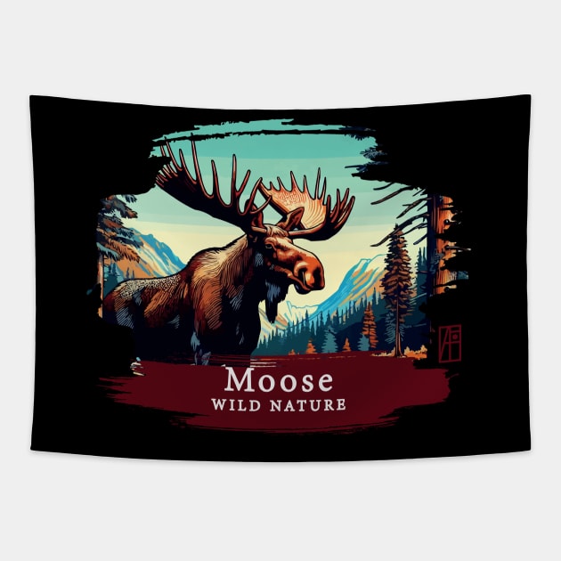 Moose- WILD NATURE - MOSE -9 Tapestry by ArtProjectShop