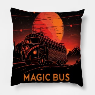 Interstellar Road Trip: Magic Bus Under the Stars Pillow