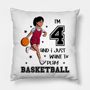 Girl plays basketball - I am 4 Pillow