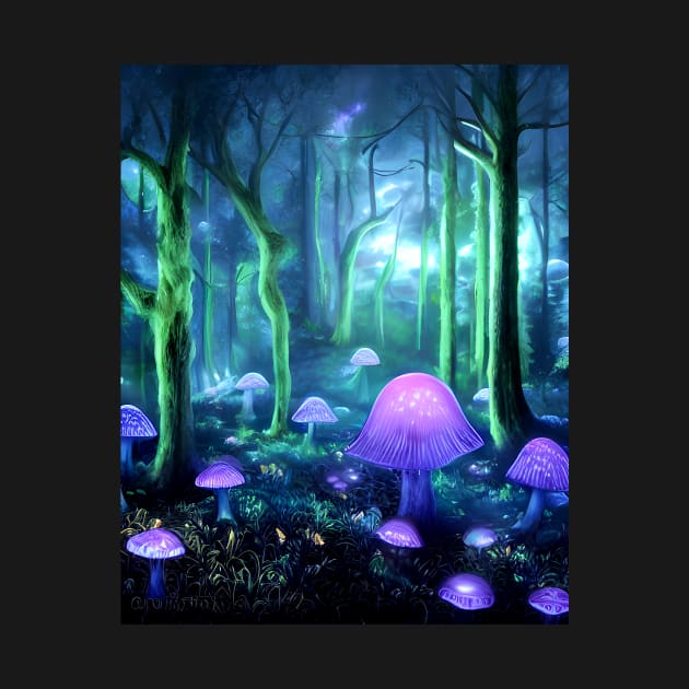 Psychedelic Magic Mushroom Forest Trippy Art by ichewsyou