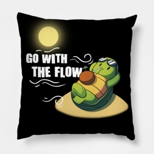 Go With The Flow Funny Beach Anime Turtle Pillow