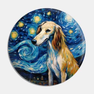 Saluki Starry Night painting Pin