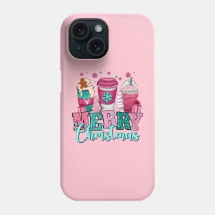 Pink Christmas Coffee Cup Cake Sweet Merry Xmas Phone Case