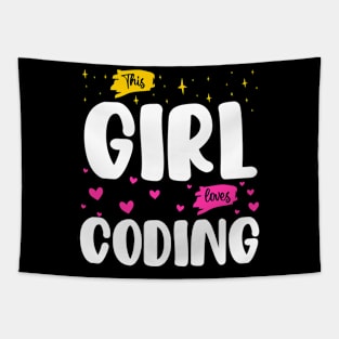 This Girl Loves Coding - Tech Enthusiast Tapestry