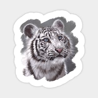 White Tiger Cub painting Magnet