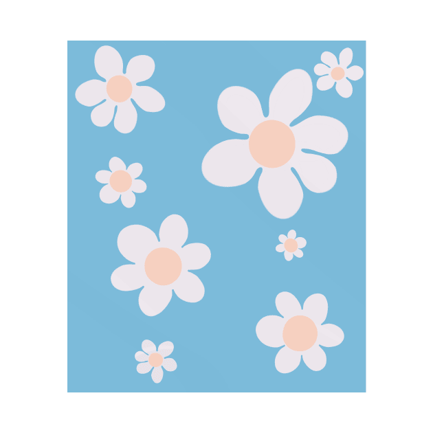 pattern flower blue white pink 70s by maoudraw