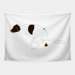 Artwork of an English Pointer Dog squatting I Tapestry