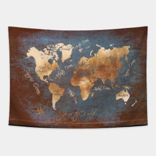 world map gold #map #worldmap Tapestry