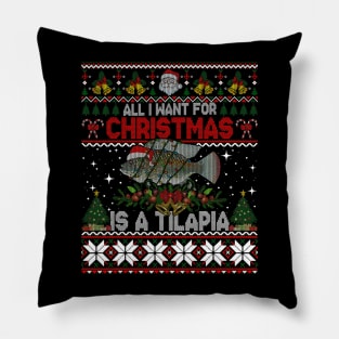 Funny Santa Hat I Want For Christmas Is A Tilapia Fish Pillow