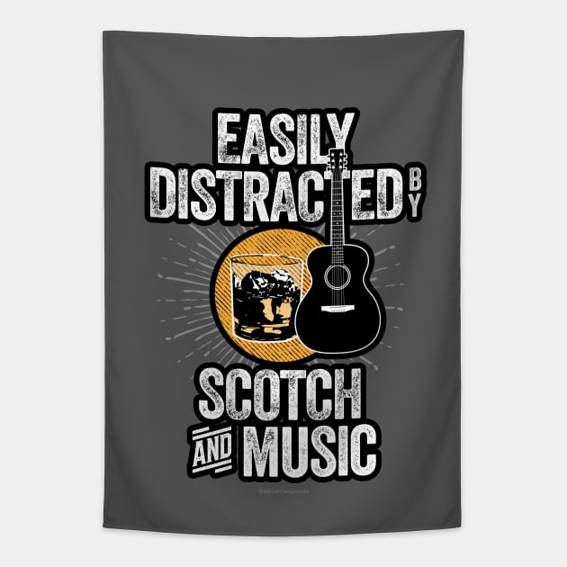 Easily Distracted by Scotch and Music Tapestry by eBrushDesign