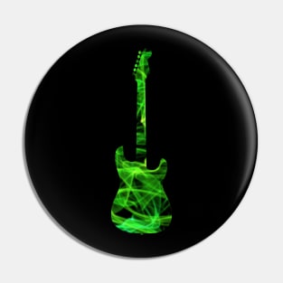 Green Flame Guitar Silhouette on Black Pin