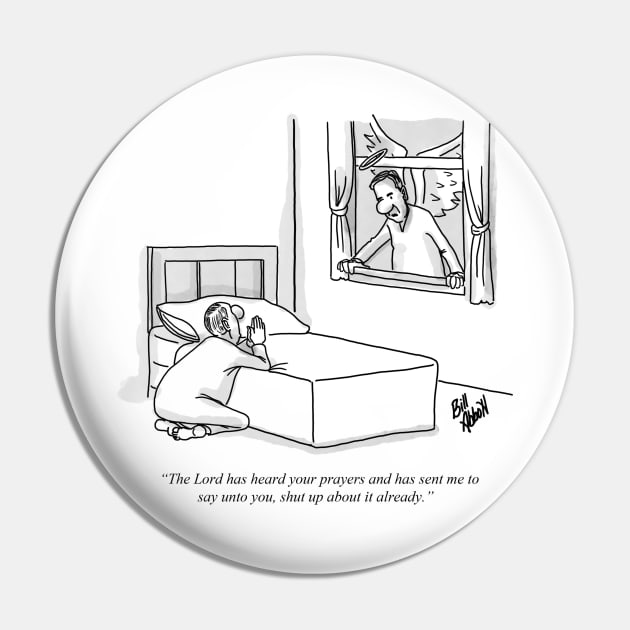 Classic Angel and Praying Cartoon Pin by abbottcartoons