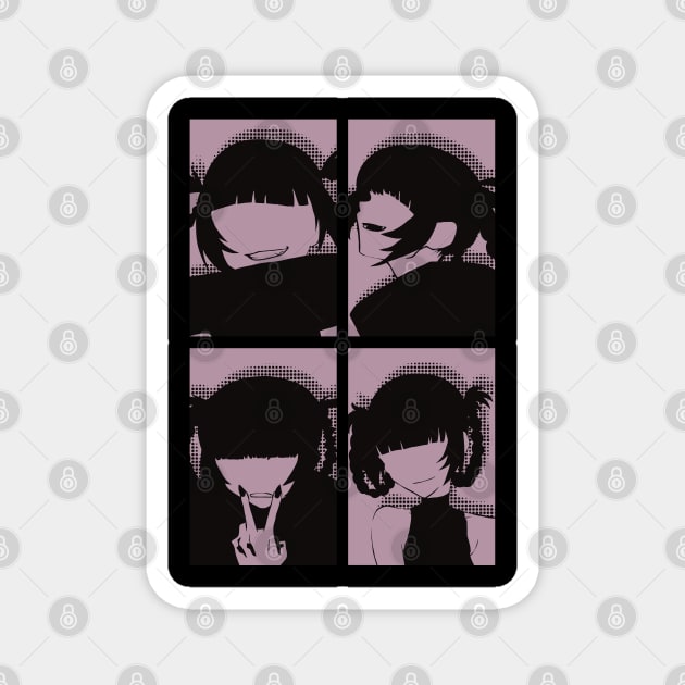 Call of the Night or Yofukashi no Uta Anime Characters Nazuna Nanakusa Face without Eyes in Cool 4 Panels Pop Art Style Magnet by Animangapoi