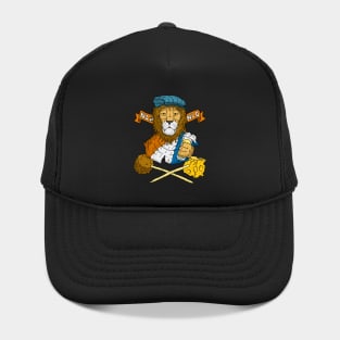Dutch lion with beer and cheese. Hat