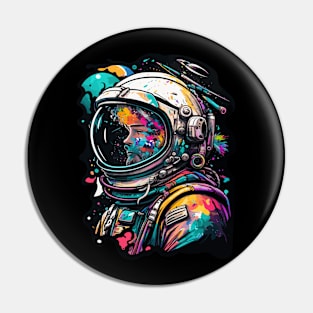 Astronaut in Space Colorful Vibrant Psychedelic Pin