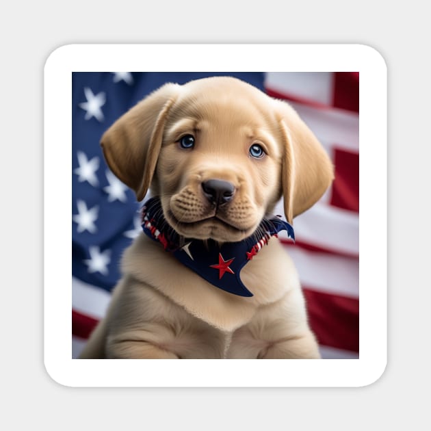 Patriotic Yellow Lab Puppy Magnet by AnchoredK9s