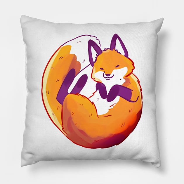 Cute sleeping fox Pillow by Yarafantasyart