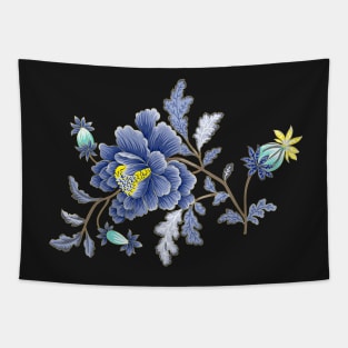 Blue Oriental Florals Tapestry