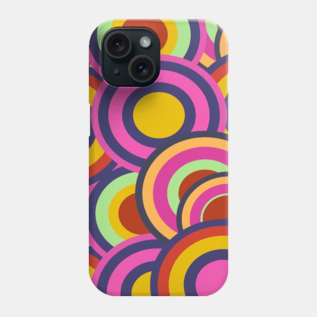 rainbow colors 1960s style abstract pattern Phone Case by pauloneill-art