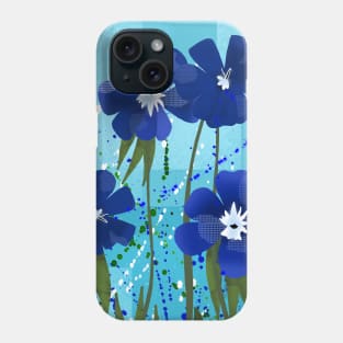 Blue Flowers Abstract Phone Case