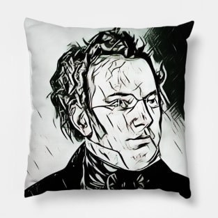 Franz Schubert Black And White Portrait | Franz Schubert Artwork 2 Pillow