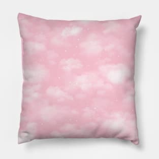 Snowy Winter Sky in Pastel Pink Pillow