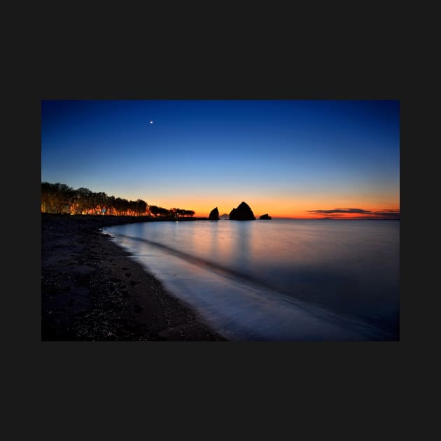 Night falling at Avlonas beach by Cretense72