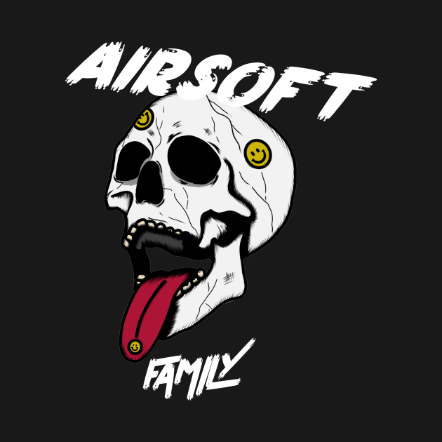 Airsoft Family - Cool White Skull by Airsoft_Family_Tees